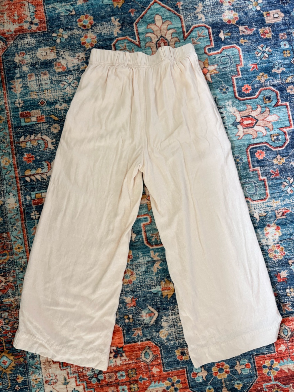 Z Supply Cream Wide Leg pleated Linem Trousers